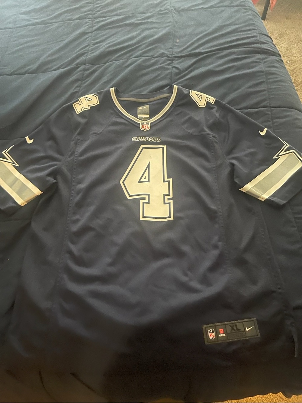 Nike Men's Navy and White #4 Football Jersey